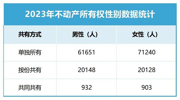 2023不动产所有权性别数据统计(图1)