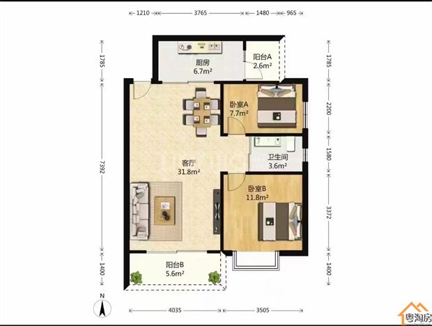 龙华清湖地铁口14栋统建楼《美丽家园》独立民水电，一梯四户(图5)